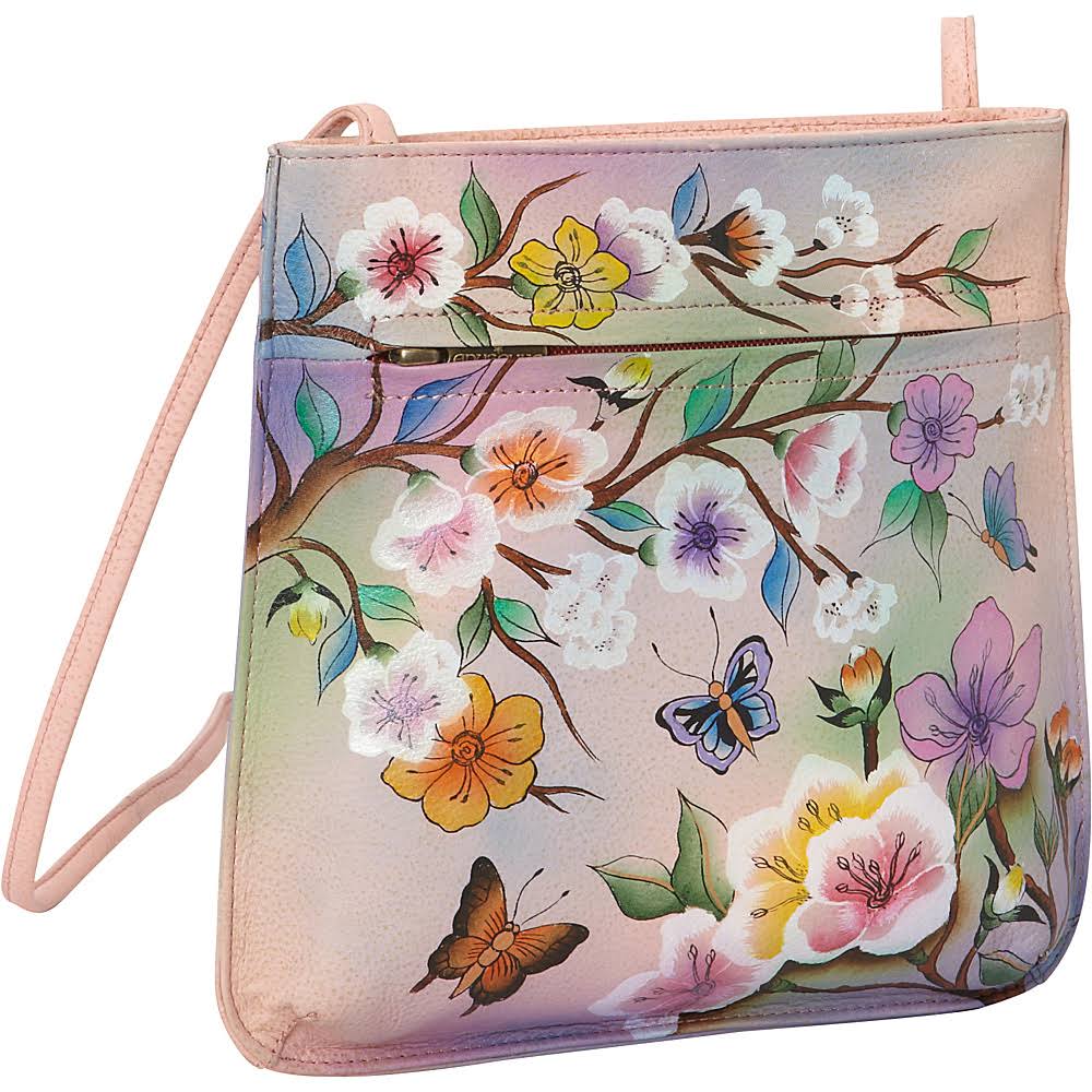 Anuschka Handpainted Leather Mini X-Body Bag, Japanese Garden
