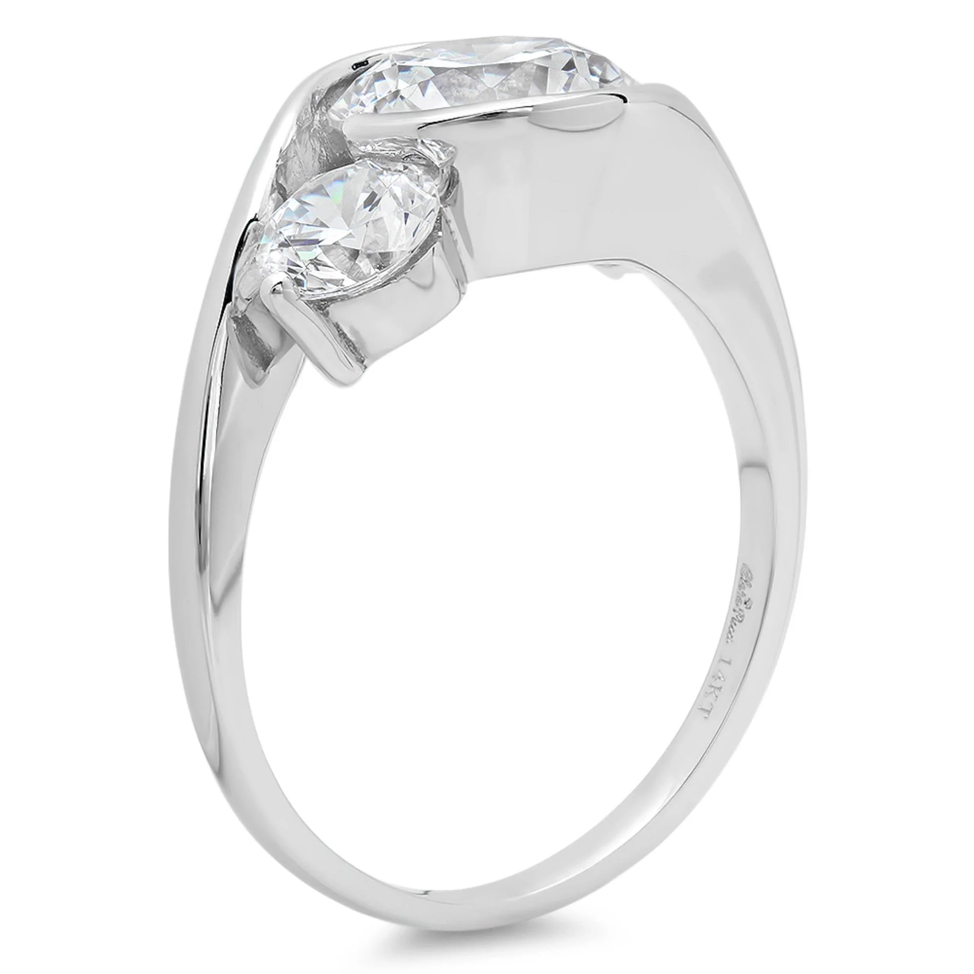 3.5 ct Brilliant Round Cut Genuine Cultured Diamond VS1-VS2 I-J 18K White Gold Three-Stone Promise Wedding Statement Engagement Designer Ring size 3.5