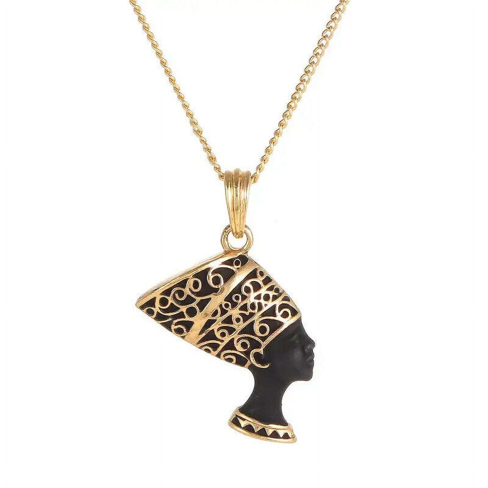 Egyptian King Tut Pharaoh Nefertiti Anubis Pendant Cuban Chain Hip Hop Necklace