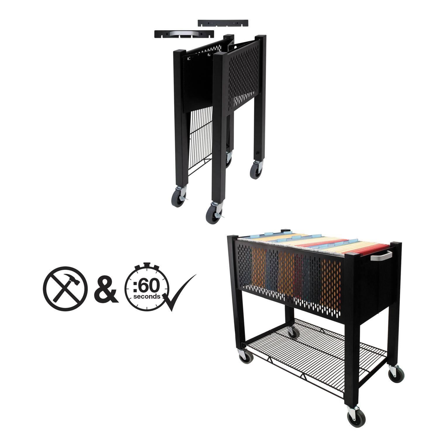 Vertiflex InstaCart, Open-Top File Cart, Black