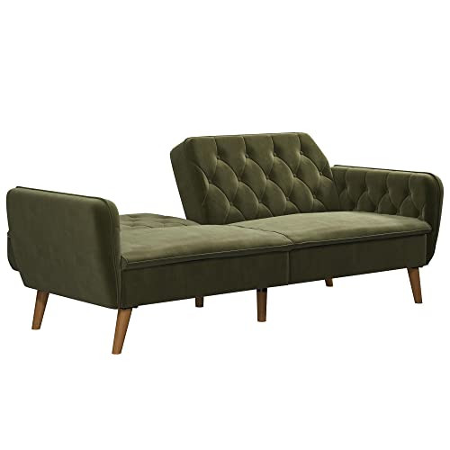 Novogratz Tallulah Memory Foam Futon, Convertible Couch, Camel Faux Leather