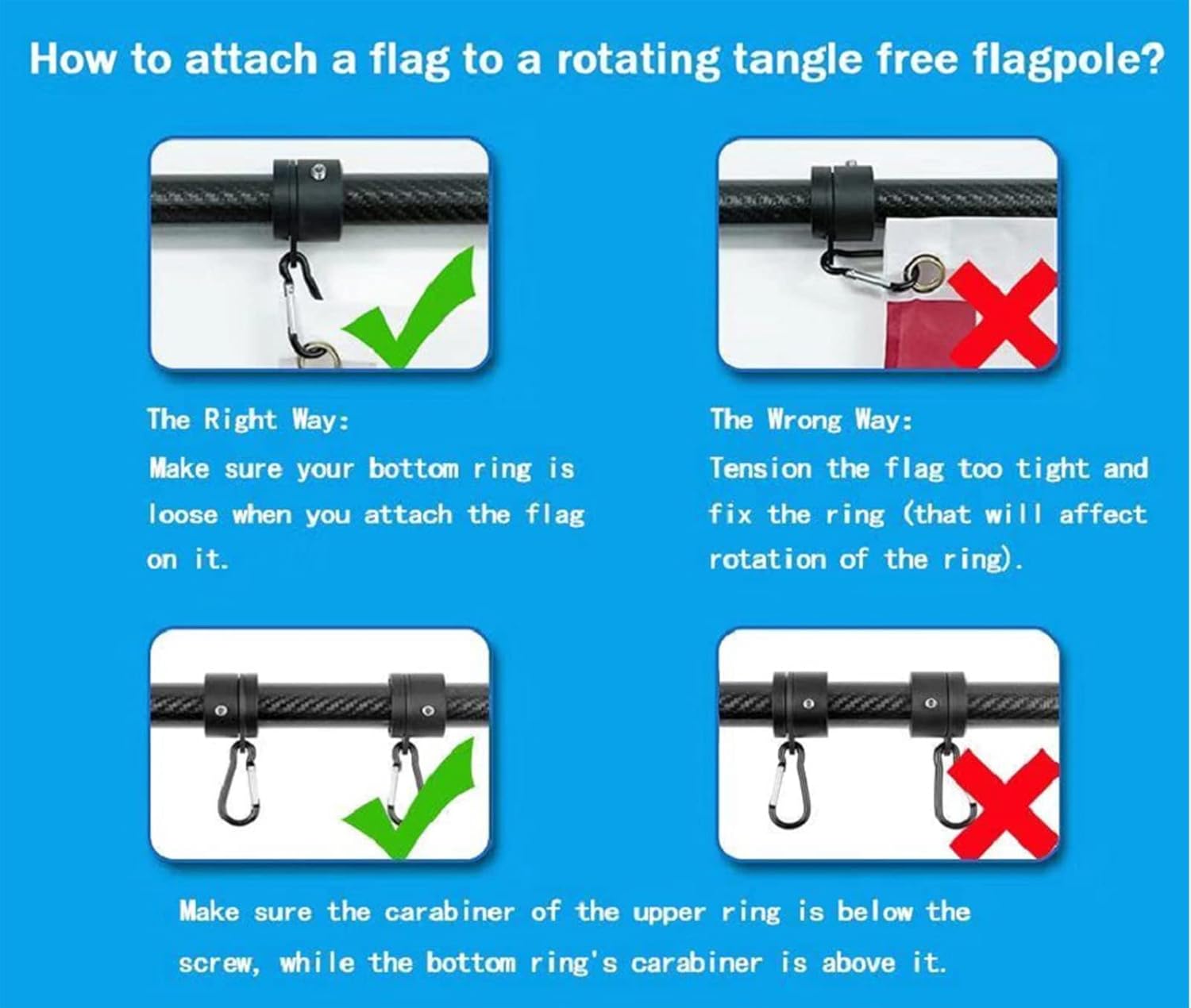 HIBLE Tangle Free Flag Pole 8FT Black Flag Pole 1 inch Pop-up Easy Assemble Lightweight Carbon Fiber Flag Pole for House (no Flag and no Bracket)