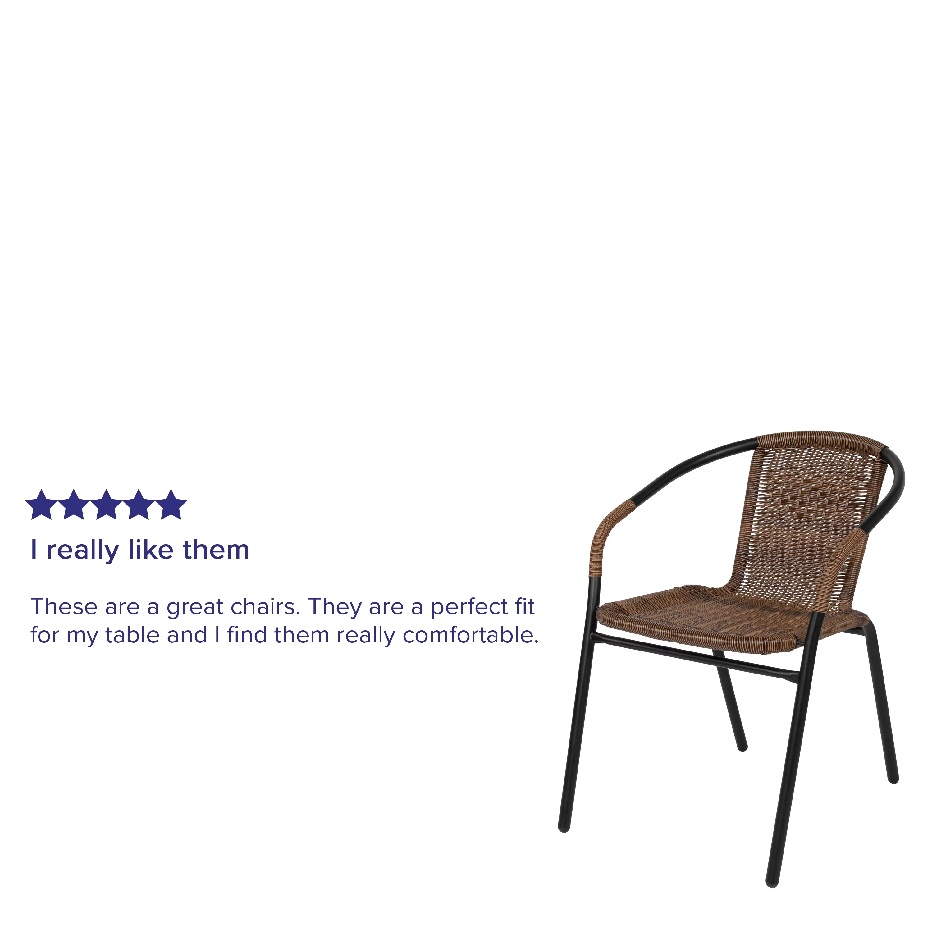 BizChair 2 Pack Medium Brown Rattan Indoor-Outdoor Restaurant Stack Chair