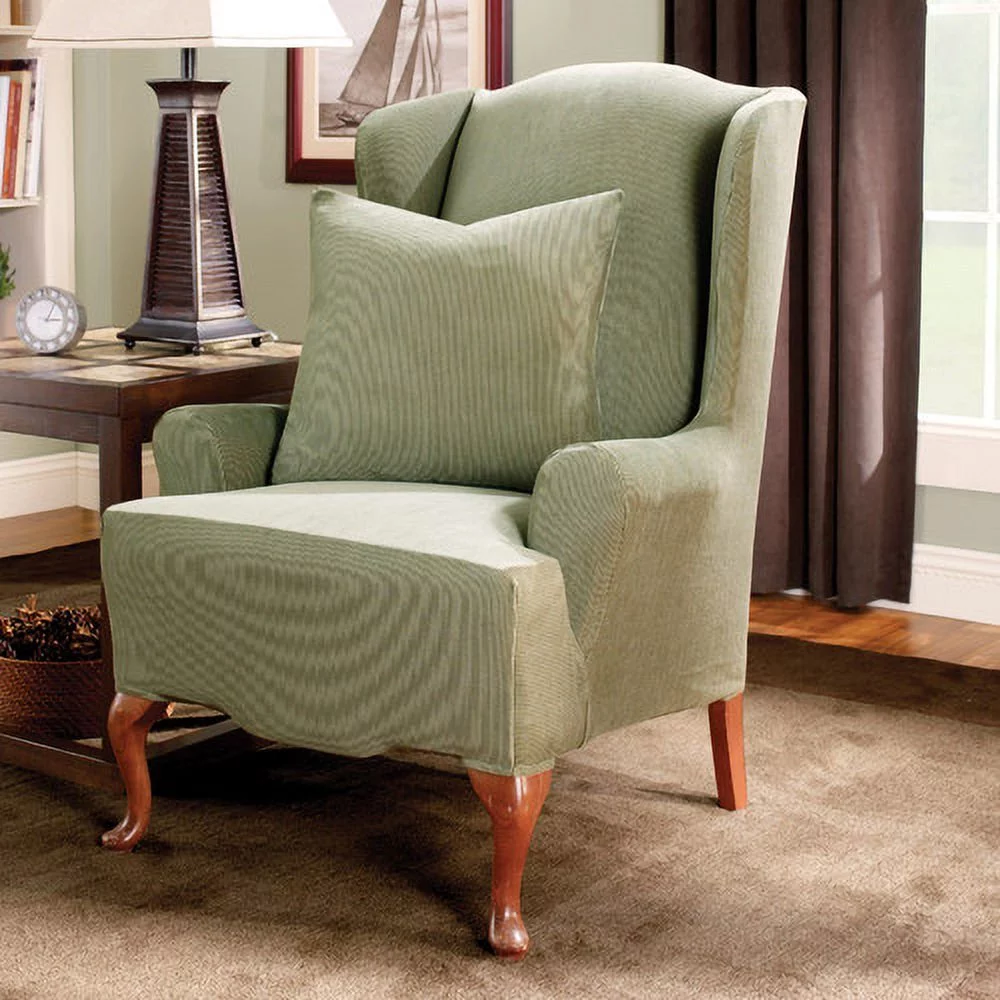 Sure Fit Stretch Stripe Wing Chair Slipcover - Curated Treasures Market