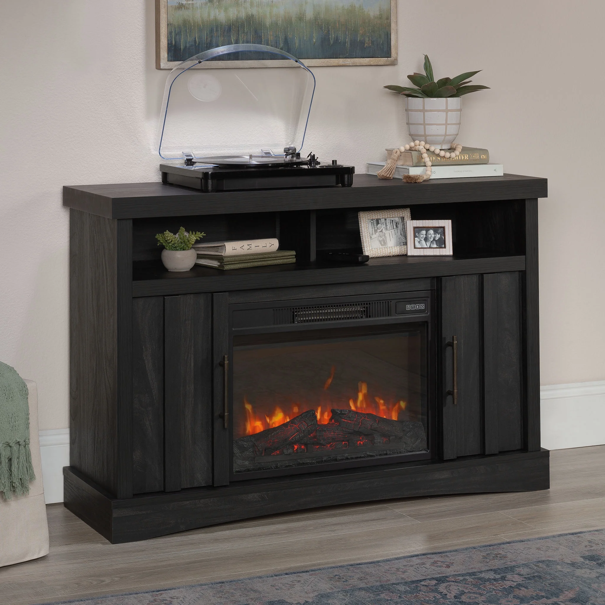 Sauder Entertainment/Fireplace TV Stand. for TV's up to 50. Charcoal Finish