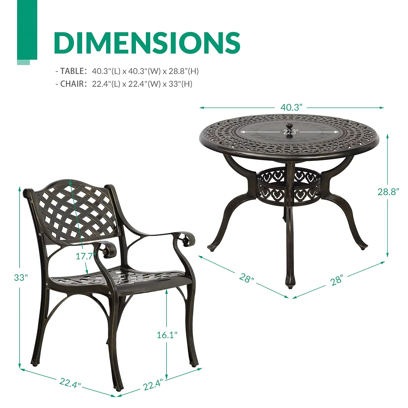 VIVIJASON 5-Piece Outdoor Patio Fire Pit Set, All-Weather Cast Aluminum Conversation BBQ Set, Patio Furniture Set for Balcony Lawn Garden Backyard