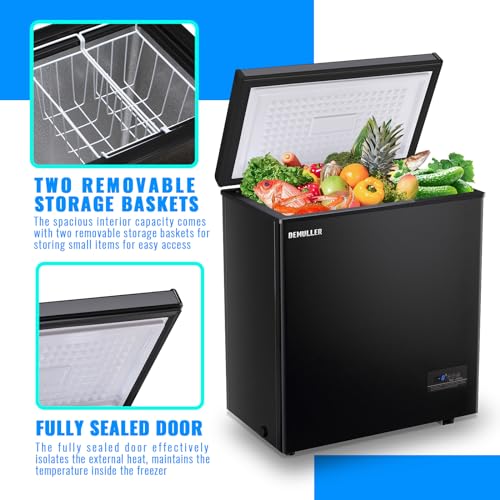 Deep Chest Freezers (Down to -12-50℉) with TWO Removable Baskets Freestanding DEMULLER Freezers
