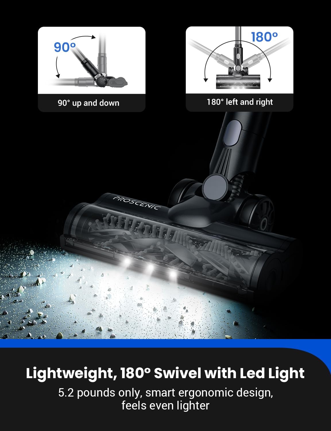 Proscenic Vacuum Cleaners for Home, P11 Mopping Wet Dry Cordless Vacuum and Mop Combo All in one