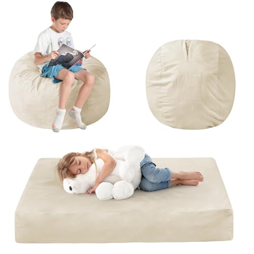 Bean Bag Chairs for Adults - Giant Bean Bag Chair Convertible Bean Bag Bed - Beanbag Chair with Micro Fiber Cover/Furniture Foam Filler