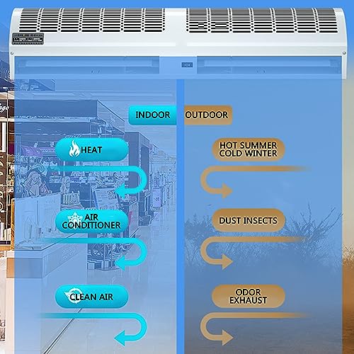 Wall-Mounted Air Curtain Powerful Air Door Door Blower for Keep Flies Commercial Indoor Air Curtain for Doors Air Door Fan with Remote Control Easy