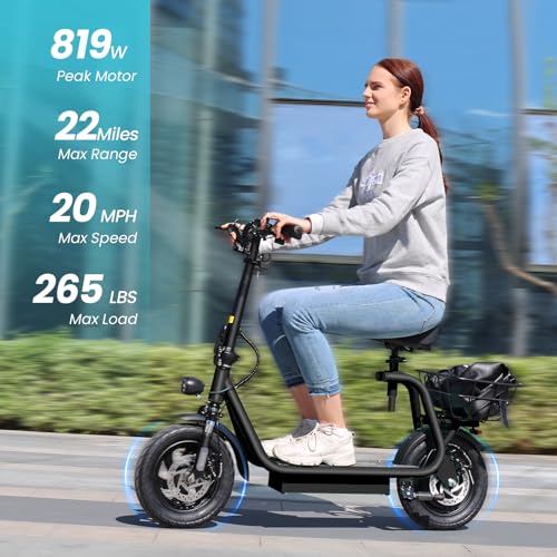 Caroma Electric Scooter with Seat,1200W Peak Motor,LED Display & 3 Speed Modes,30 Miles Max Range
