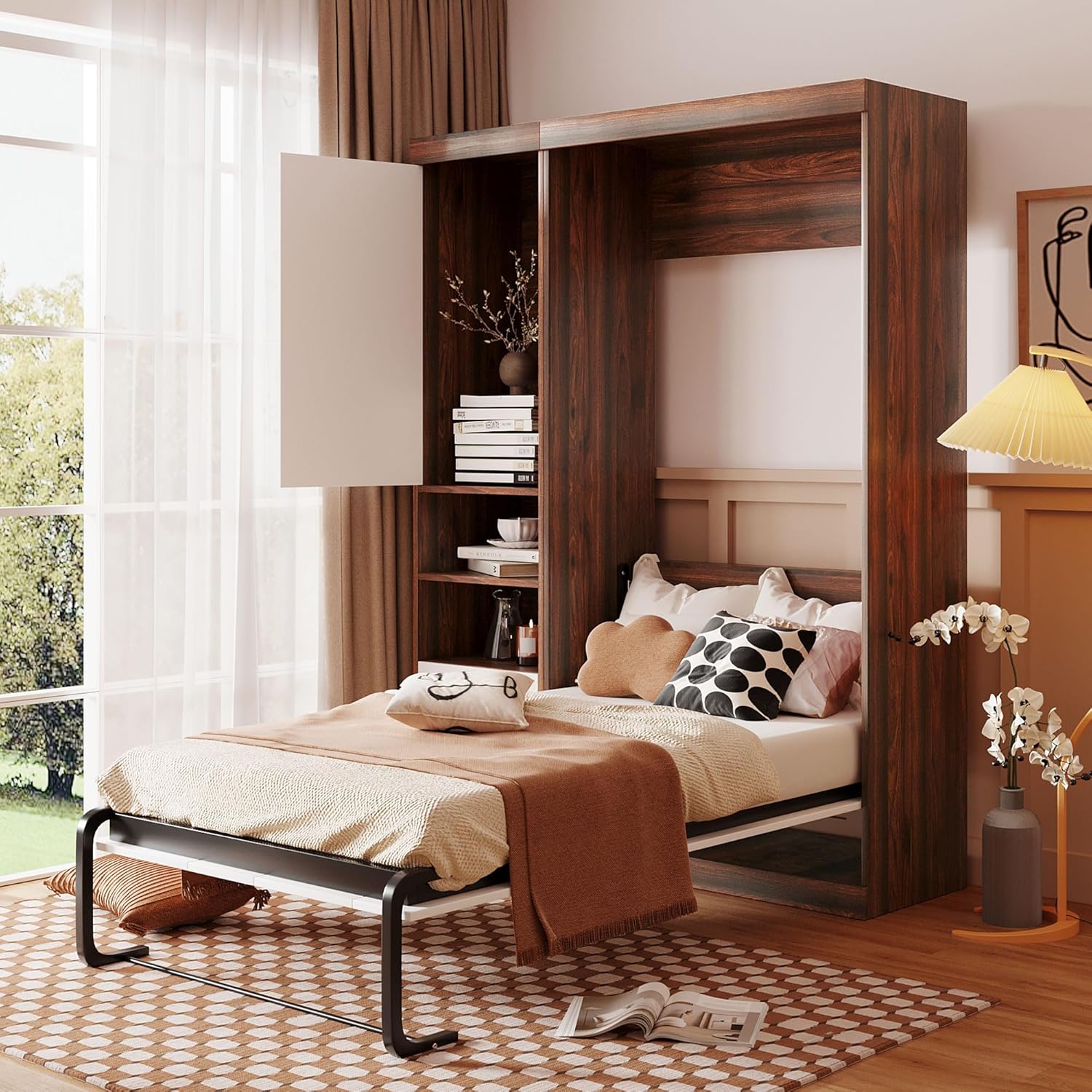Harper & Bright Designs Twin Murphy Bed with Storage Drawers and Cabinet, Easy Fold Murphy Bed Cabinet