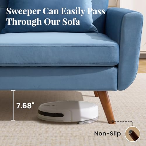 Tbfit L Shaped Couch Sofa, 80" W Mid-Century Modern Sectional Couches, 3 Seater Sofas with Wide Chaise Lounge & Two Pillows