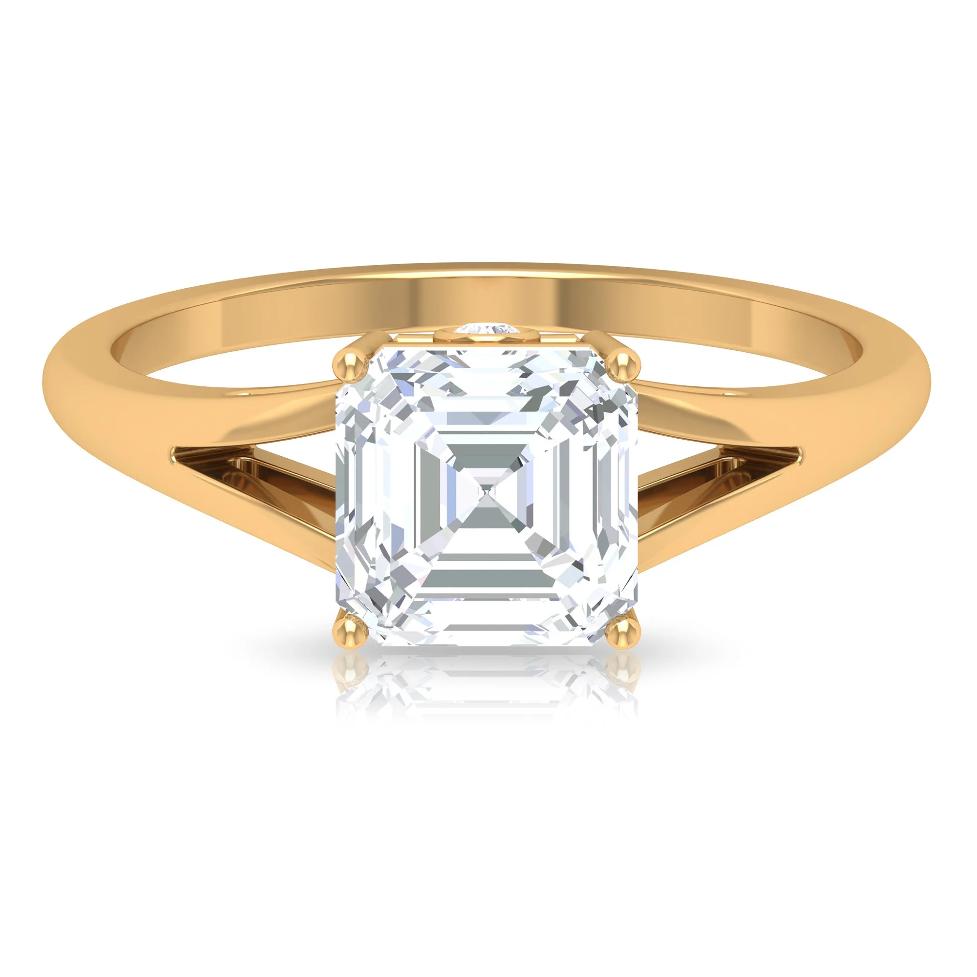 2.25 CT Moissanite Solitaire Ring for Women, 7 MM Asscher Cut Moissanite Engagement Ring, Certified Moissanite Gold Ring with Split Shank