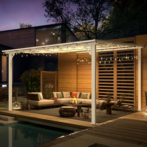 AECOJOY 10&rsquo; x 10&rsquo; Gazebo, Wall Mounted Gazebos Pergola on Clearance, Outdoor Patio Lean to Gazebo Awnings for Deck, Porch