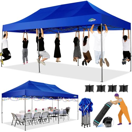 COBIZI 10x20 Heavy Duty Pop up Canopy Tent with 6 sidewalls Easy Up Commercial Outdoor Wedding Party Tents for Parties All Season Wind & Waterproof
