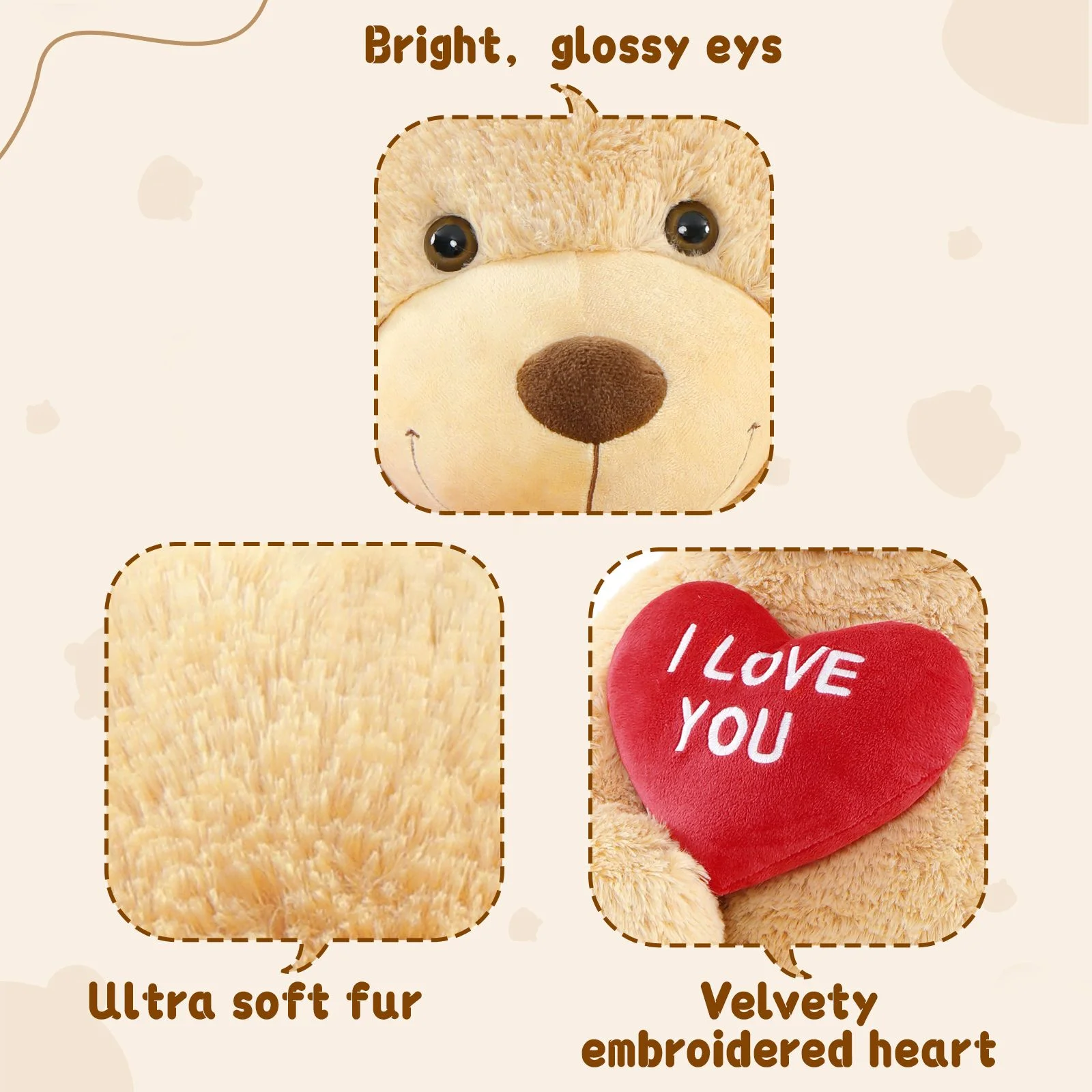 MorisMos Brown Giant Teddy Bear 6ft Stuffed Animal "I Love You" Red Heart Jumbo Human Size Teddy Bear