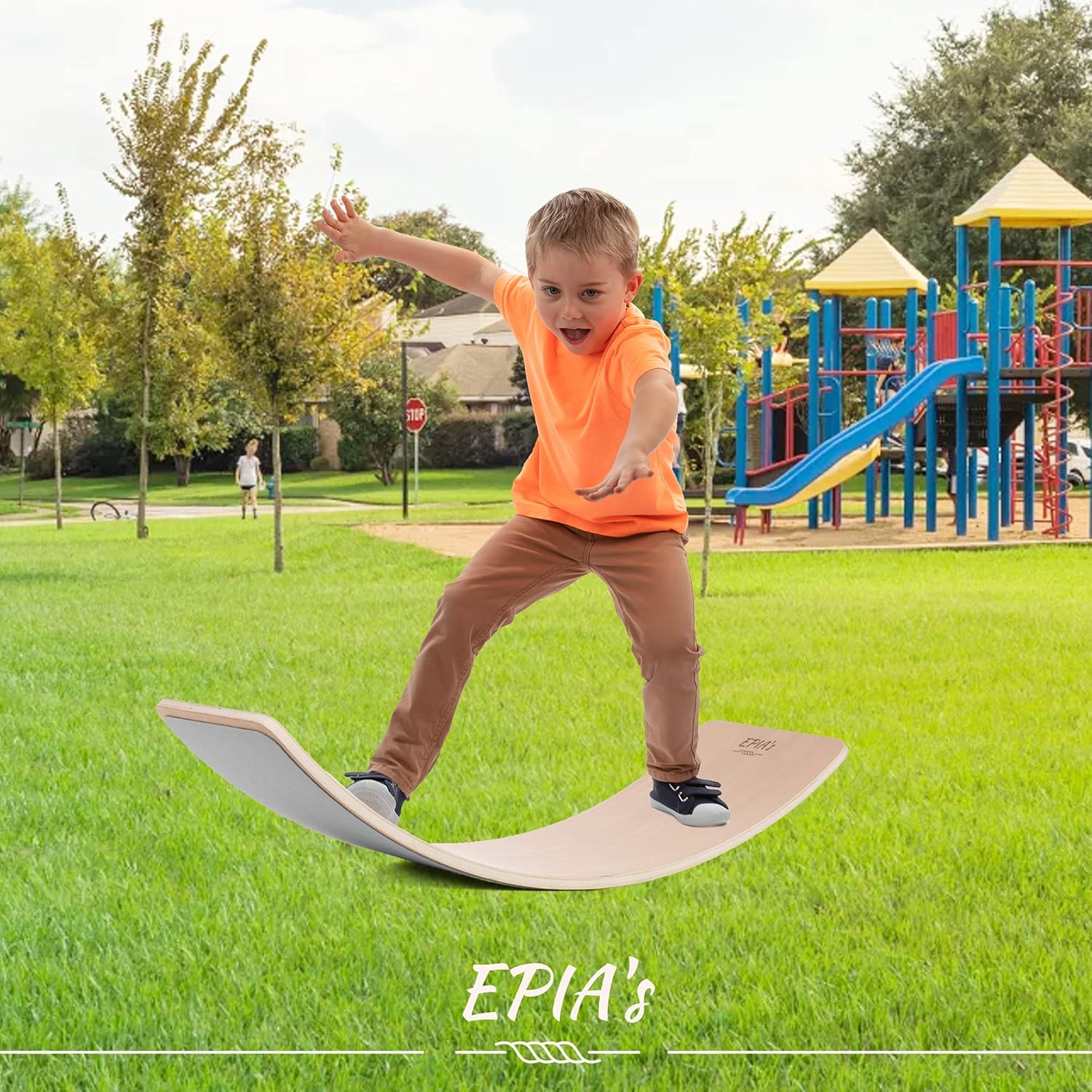 Epia's Wooden Wobble Balance Board - For Kids and Adults - Natural Beech Wood Open Ended Montessori Preschool Learning - Physical Therapy Board