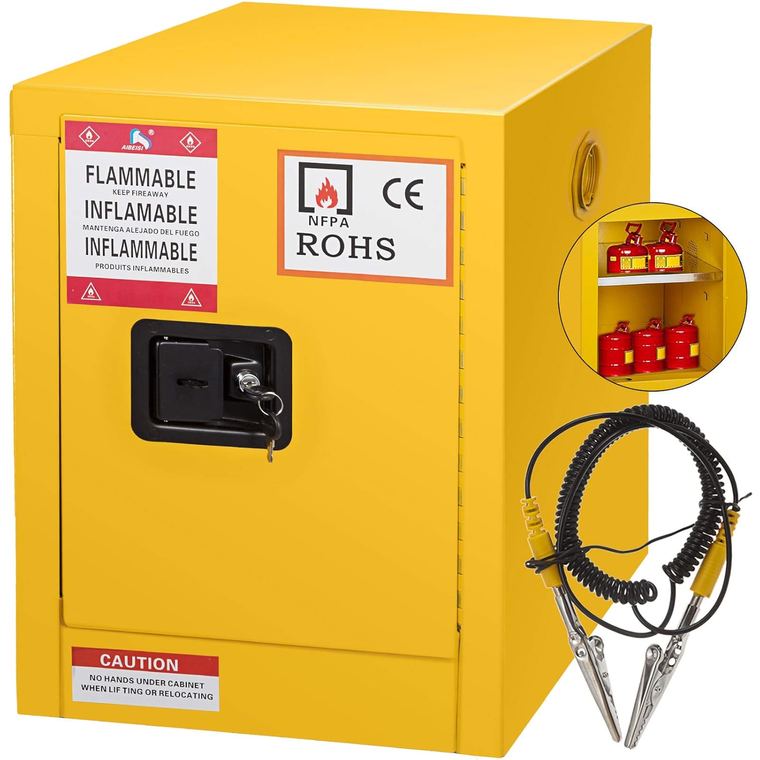 Mophorn Flammable Cabinet 18 x 18 x 35, Galvanized Steel Safety Cabinet, Adjustable Shelf Flammable Storage Cabinet