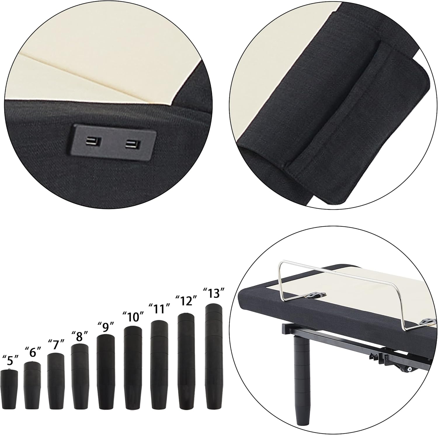 TXL Adjustable Bed Frame, Adjustable Bed Base with Back and Leg Massager , Wireless Remote and Bluetooth APP Syncing, Nightlight, Zero-Gravity