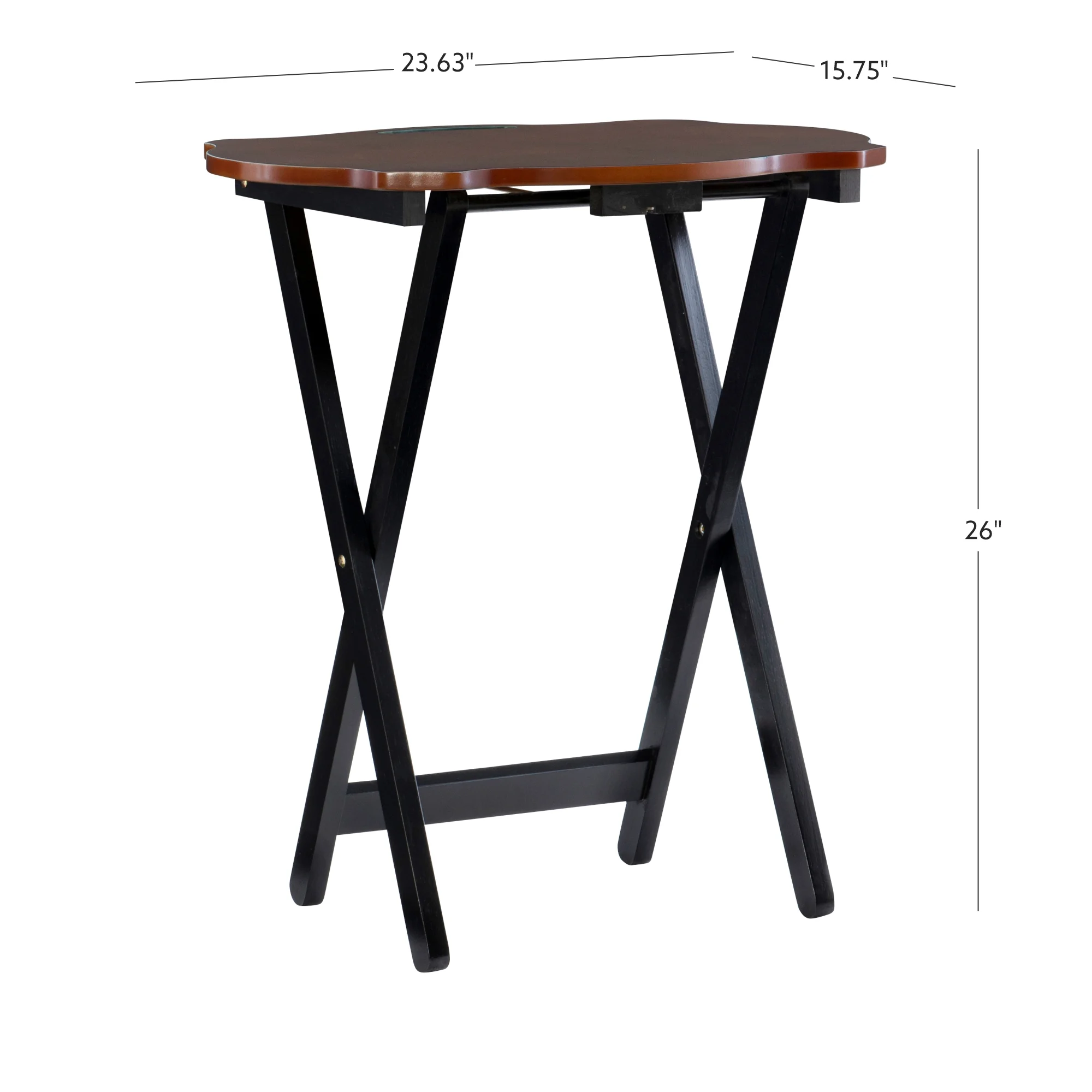 Powell Serpentine 5-Piece Indoor Folding Side Table, Snack, or TV Tray Set with Stand, 26" Tall, Hazelnut/Black