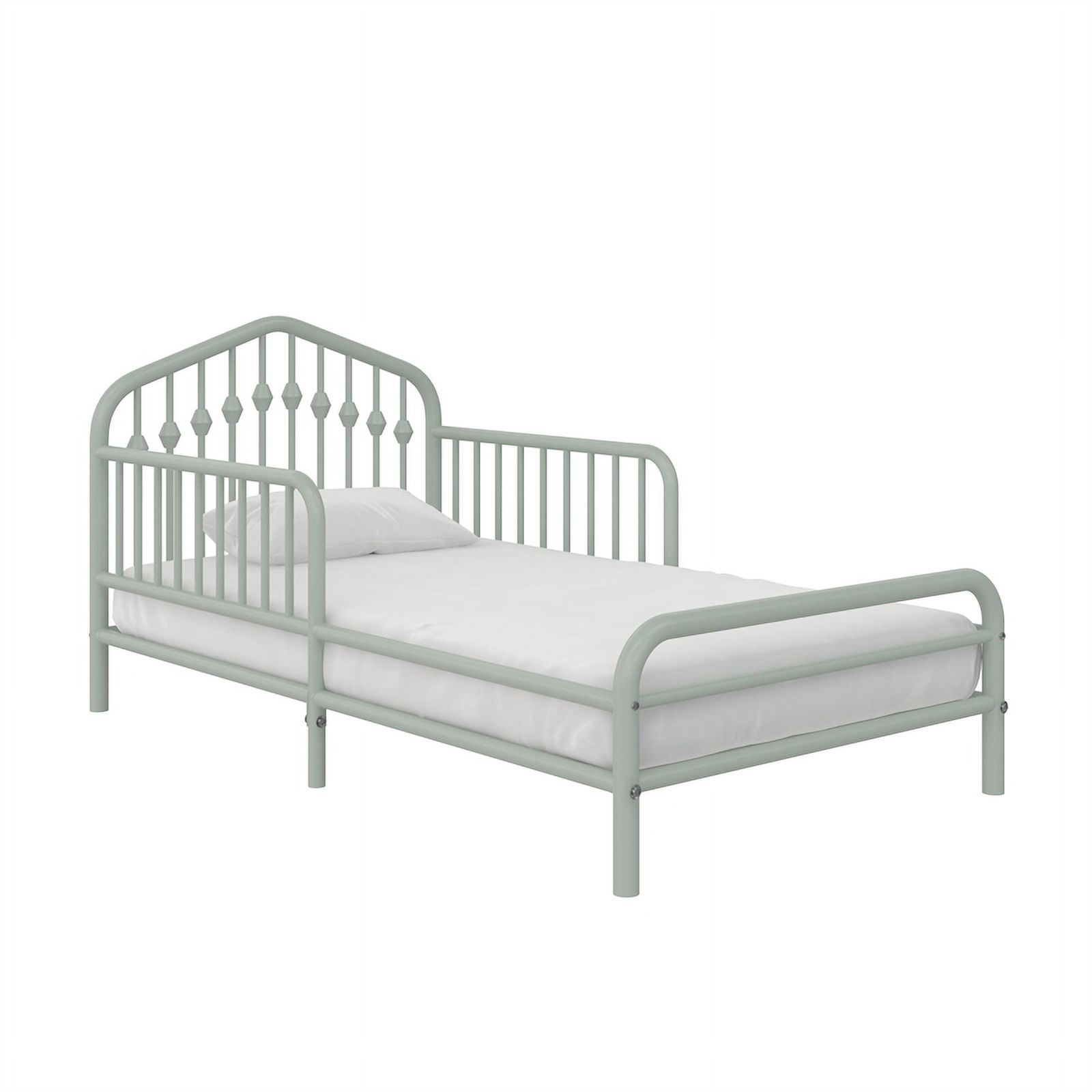 Pemberly Row Modern / Contemporary Metal Toddler Bed in Sage Green