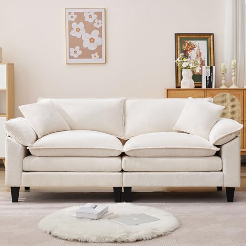 Loveseat Sofa for Living Room, 83" Cloud Loveseat Sofa, Chenille Fabric Sofa Couch with Double Cushion