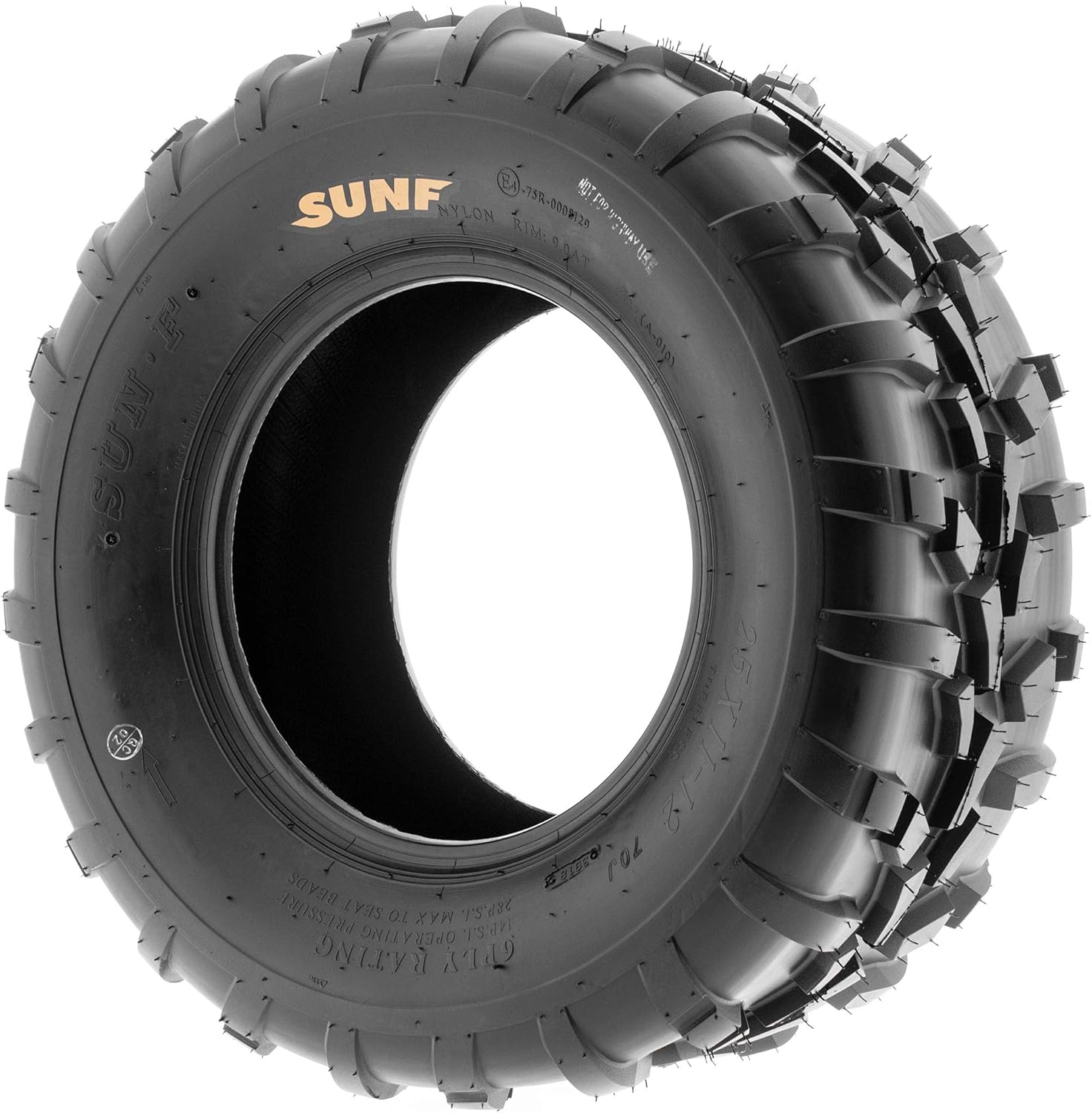 Set of 4 SunF A010 25x11-12 Front & 25x11-12 Rear ATV UTV Lawn Mowers Tires, 6 PR, Tubeless