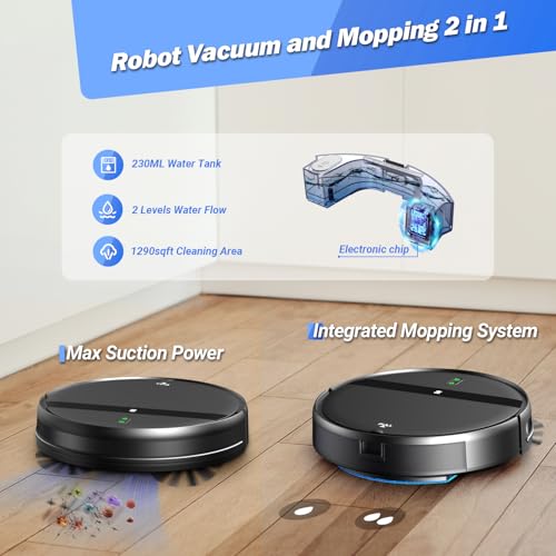 Robot Vacuum and Mop Combo for Large Homes & Pet Hair – Smart App/Voice, 2300Pa Sucktion, 120Min Clean, Ultra-Thin 2.87" Design