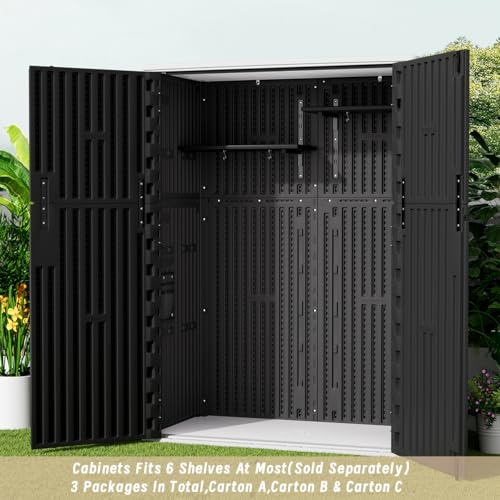 KINYING Outdoor Vertical Storage Shed,57 Cu.ft Outdoor Storage Cabinet Waterproof,Resin Sheds & Outdoor Storage Clearance for Garden,Patio,Backyard