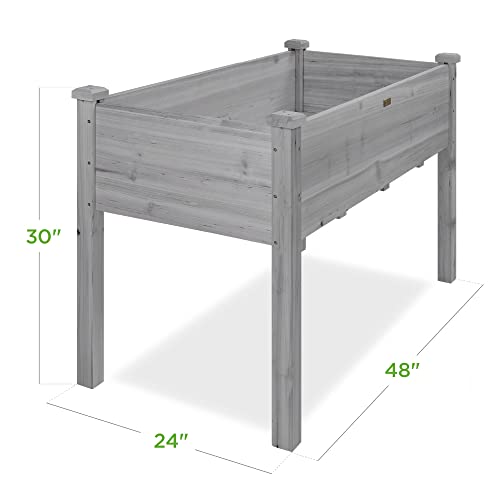 Best Choice Products 72x23x30in Raised Garden Bed, Elevated Wood Planter Box Stand for Backyard, Patio, Balcony w/Divider Panel, 6 Legs