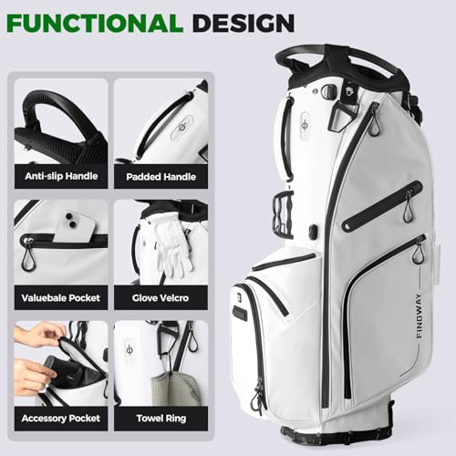 Findway 14 Way Golf Stand Bag, Lightweight Golf Bag with Stand for Men Women, Golf Club Carry Bag with Dual Strap, Full Length Dividers