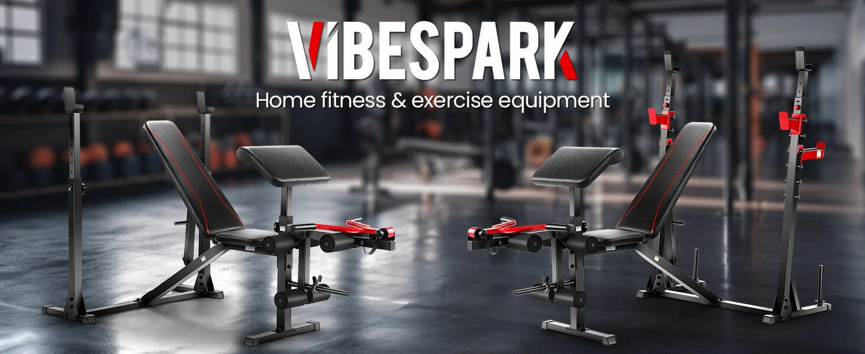 VIBESPARK Adjustable Weight Bench 900LBS Olympic Weight Bench Set with Barbell Rack, Preacher Curl