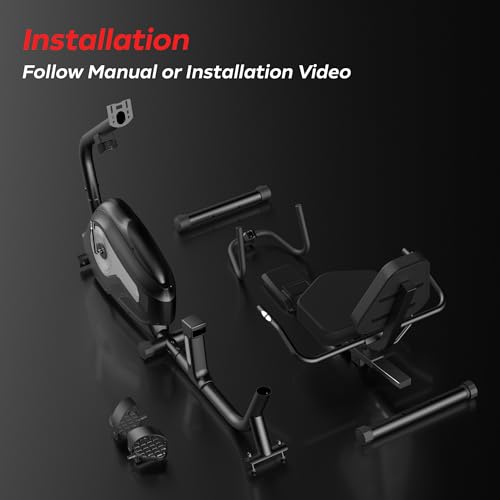 CURSOR FITNESS Recumbent Exercise Bike, Stationary Bikes for Home with Adjustable Seat