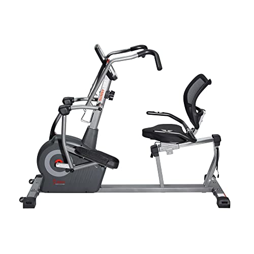 Sunny Health & Fitness Elite Recumbent Cross Trainer & Elliptical Machine with Arm Exercisers for Home Arm/Leg Training