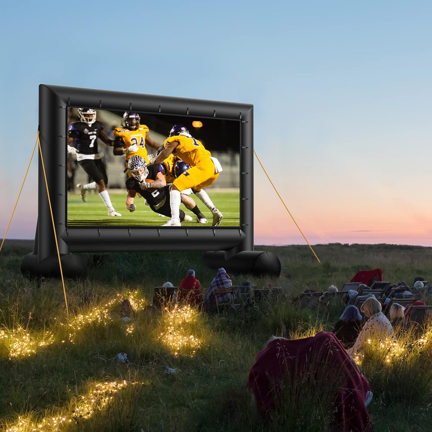 Amada 14 Feet Outdoor Inflatable Movie Screen, Projector Screen with Fast Low-Noise Air, Support Front Rear Projection for Backyard Movie Night