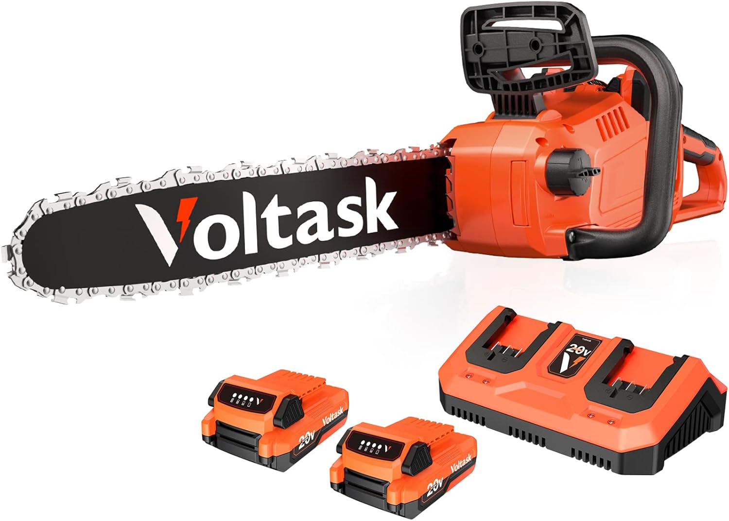Voltask Cordless Chainsaw, 20V 10-Inch Electric Chainsaw with Auto Chain Tension & Lubrication