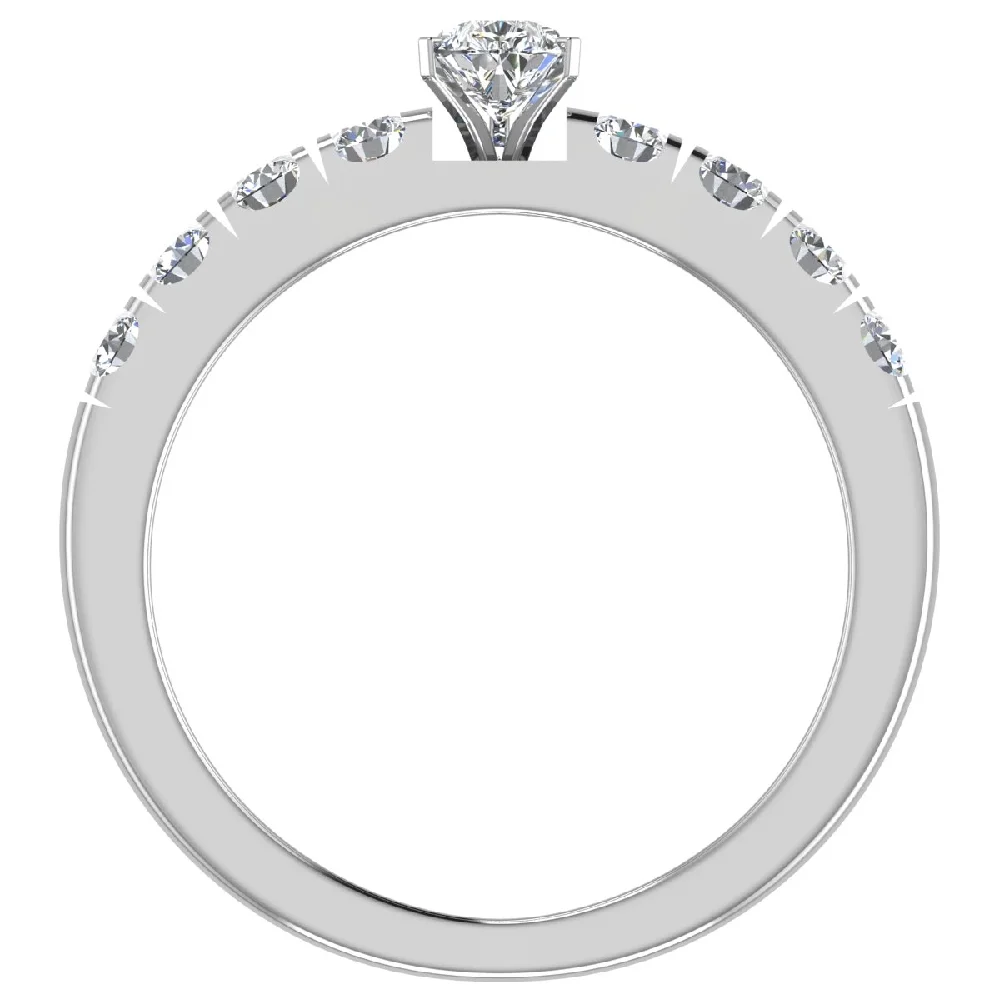 Diamond Engagement Rings For Women GIA Certified Pear Cut Solitaire Diamond Ring 14K White Gold 1.10 Carat (H,I1)