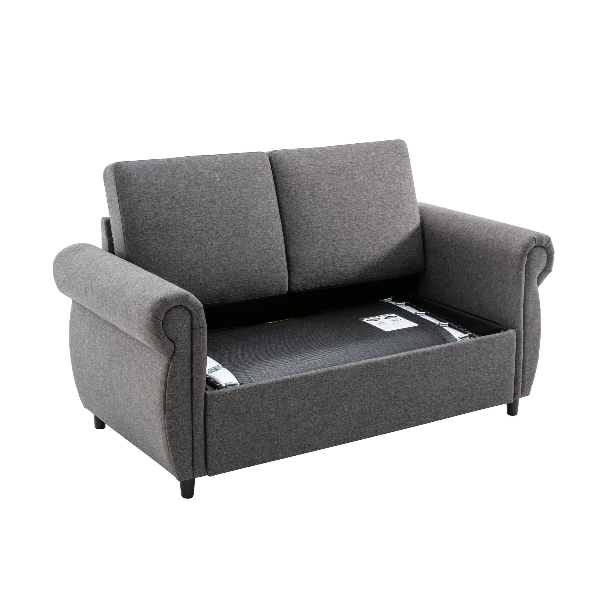 57.5" Orisfur Pull Out Sofa Bed Loveseat Sleeper with Twin Size Memory Mattress for Living Room Spaces, Gray