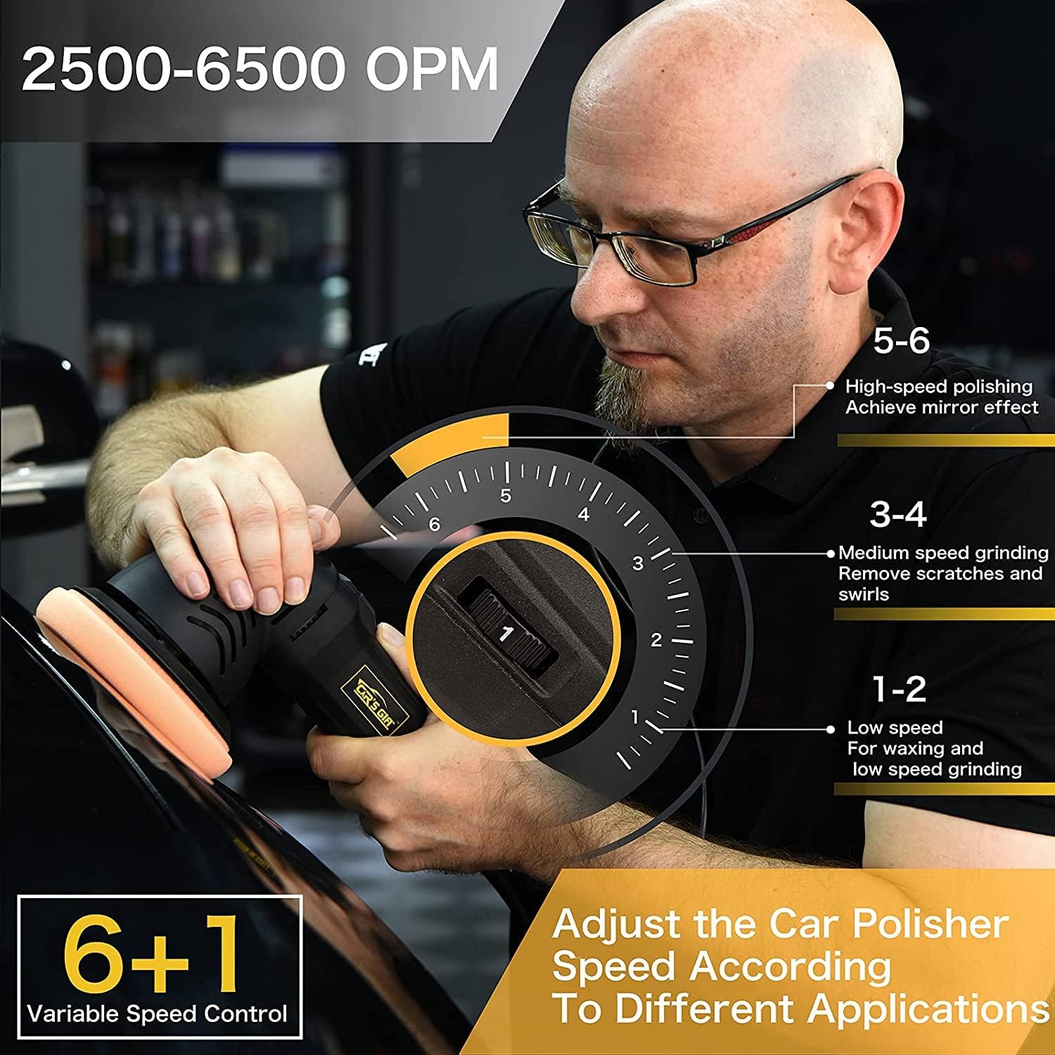 Dual Action Polisher,Car Buffer 5inch Random Orbital Polisher 6 Variable Speed Waxing Kit for Car Detailing Polishing(10 Items)
