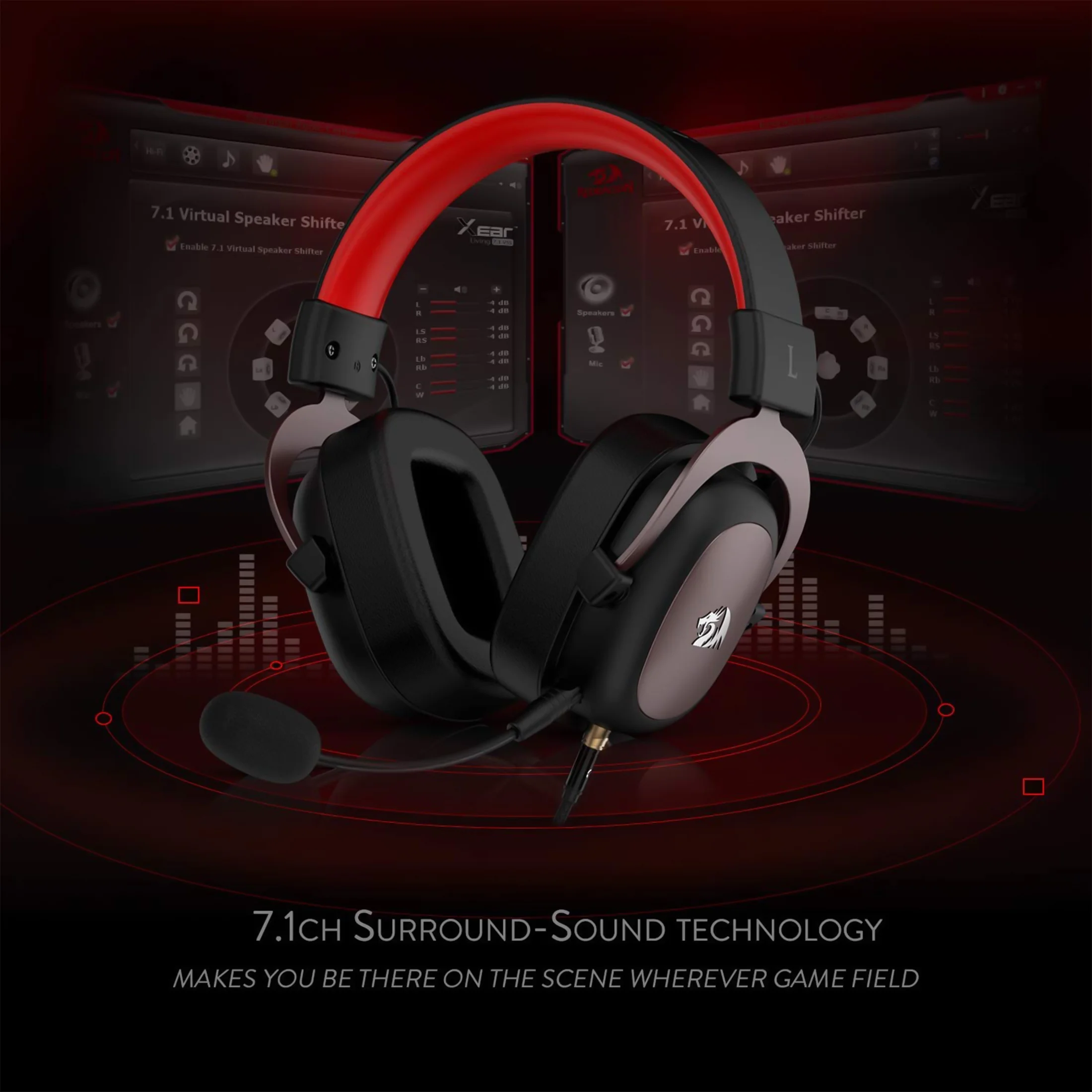 Redragon H510 Zeus Wired Gaming Headset - 7.1 Surround Sound - Memory Foam Ear Pads - 53MM Drivers - Detachable Microphone