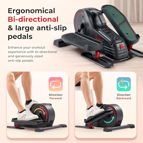 Sunny Health & Fitness Sitting Under Desk Elliptical Exerciser, Portable Pedal Training Machine for Senior Exercise, Peddler for Home Workout