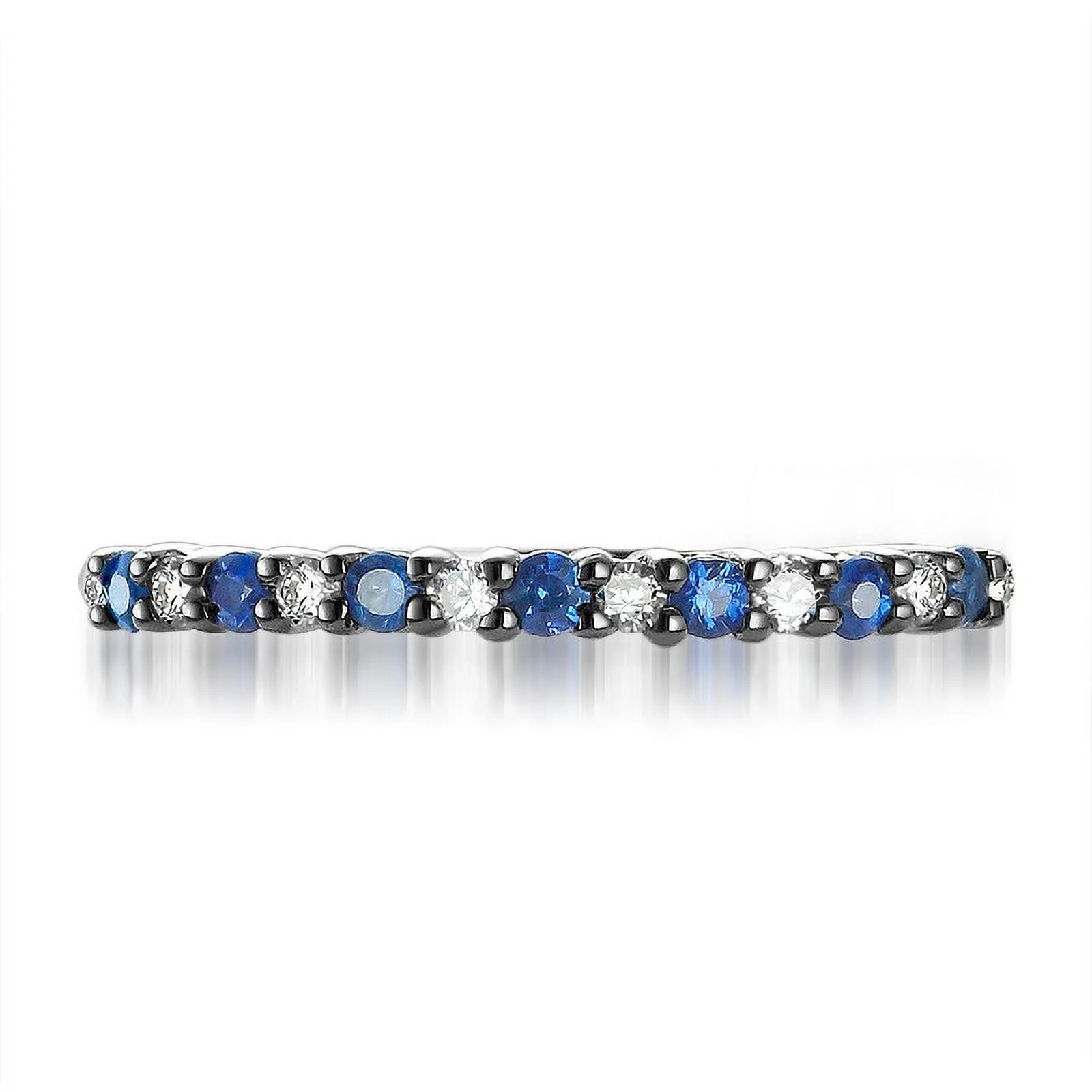 Affordable Diamond and Sapphire Wedding Band on 10k White Gold