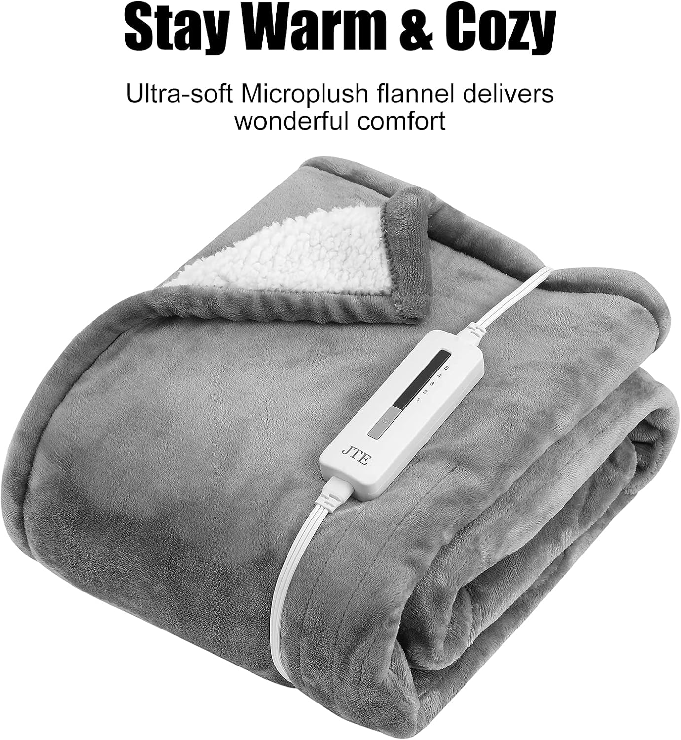 Electric Blanket Heated Throw 5 Heating Levels 3 Hours Auto Off for Home Office Use Heating Warming Blanket with ETL Certificated 50x60 inches