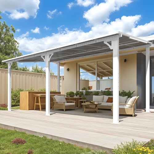 AECOJOY 10&rsquo; x 10&rsquo; Gazebo, Wall Mounted Gazebos Pergola on Clearance, Outdoor Patio Lean to Gazebo Awnings for Deck, Porch
