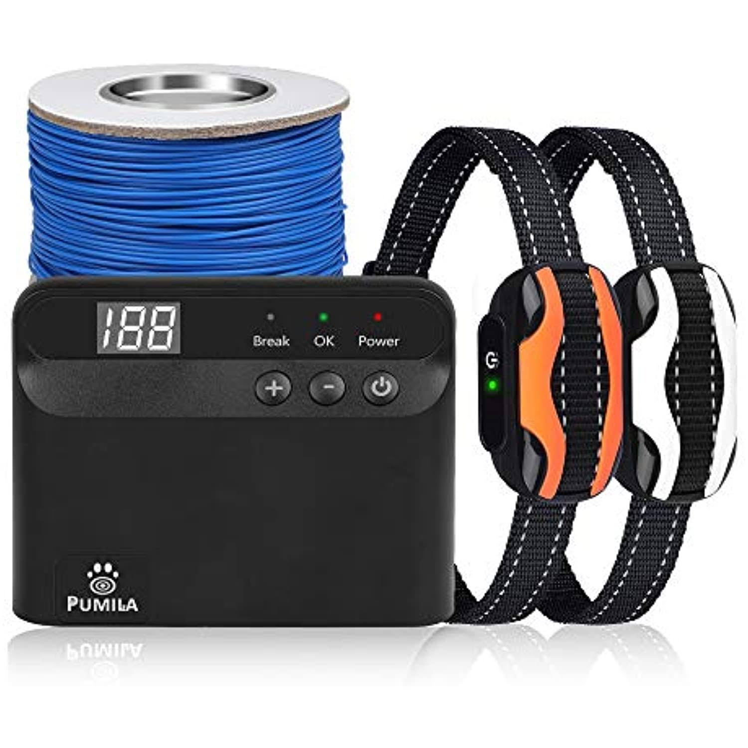Pumila Electric Dog Fence - Safe Effective Pet Containment System for 2 Dogs, Rechargeable Waterproof Receiver for Small