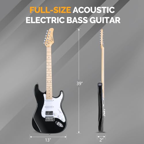 GLARRY Electric Guitar, 39" Full Size Electric Guitar Kit with HSS Pickup Coil Split for Beginner, 20W Amp and Accessories Pack Guitar Bag (Sunset)