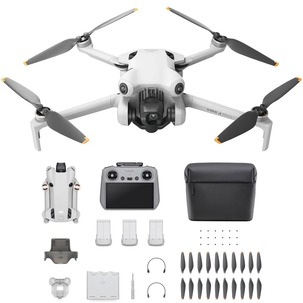 Open Box DJI Mini 4 Pro Fly More Combo Plus with DJI RC 2 (Screen Remote Controller), Folding Mini-Drone with 4K HDR Video Camera
