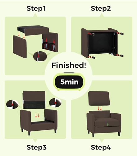 Sofa Accent Chair, 33" Reading Chair for Bedroom, Tool-Free Setup Living Room Accent Chairs, Comfy Arm Chairs Living Room, All-Wood Reading Nook
