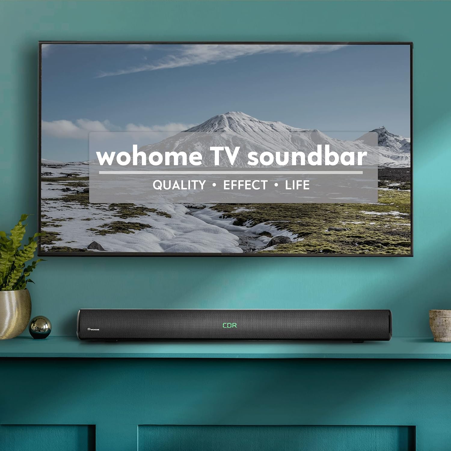 Sound Bar, Wohome 38 Inch 100W Soundbar for TV with 6 Speakers, LED Display, HDMR-ARC, Bluetooth 5.0, Optical, AUX, USB Input